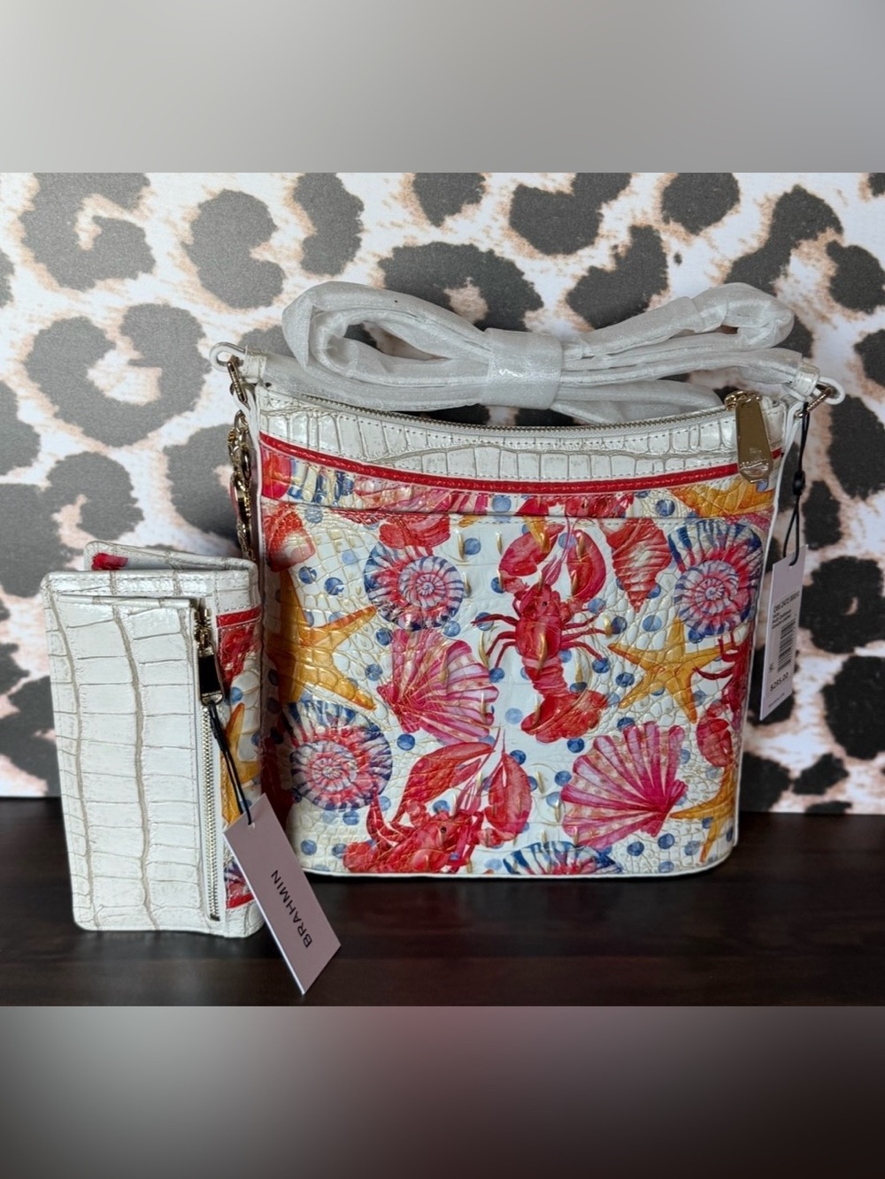 BRAHMIN MULTI CHATTAWAY KATIE CROSSBODY & ADY WALLET LOBSTER SHELLS STARFISH NWT